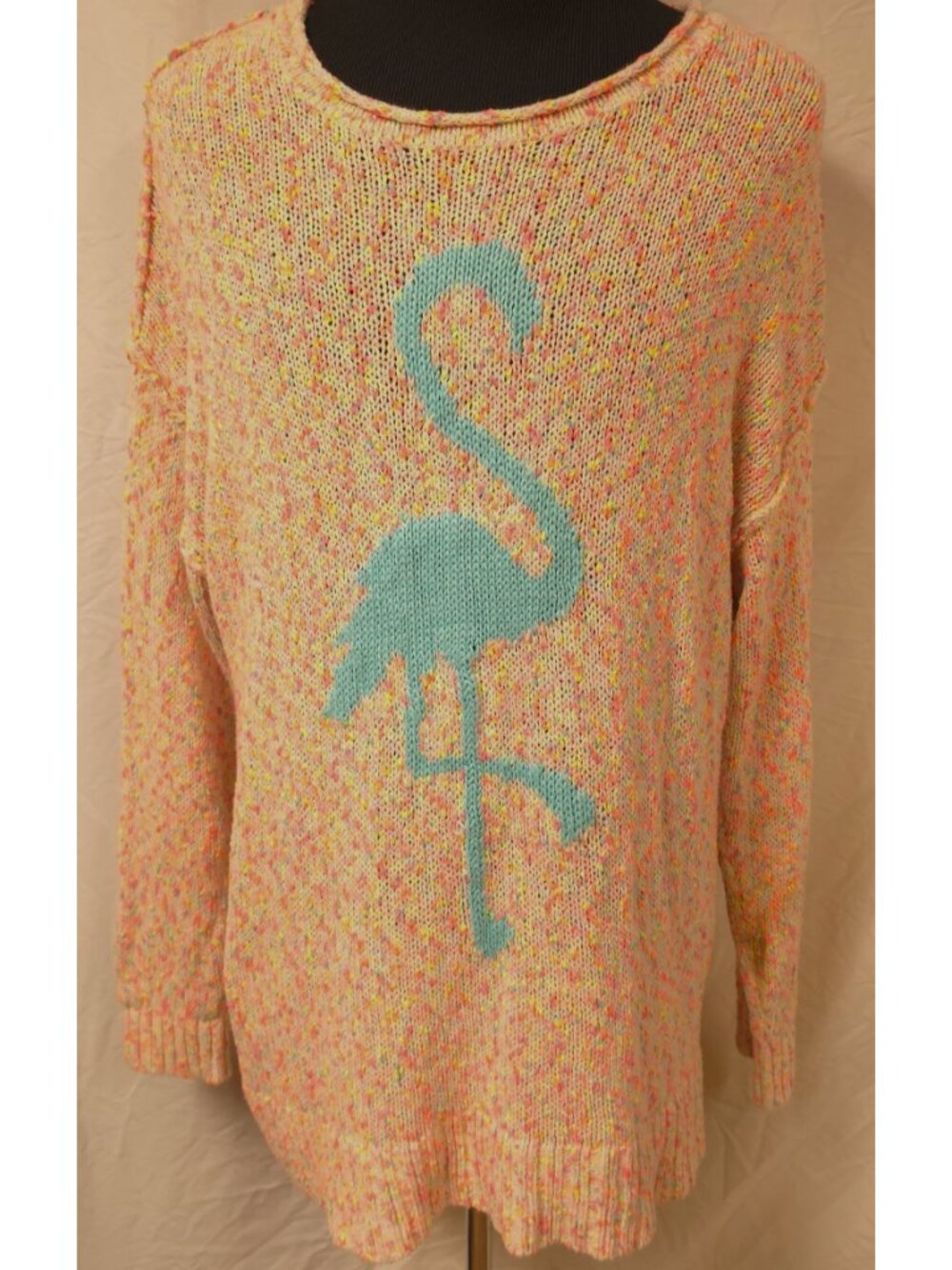 Torrid Womens 2 Pink Marled Flamingo Pullover Tunic Long Colorful Sweater